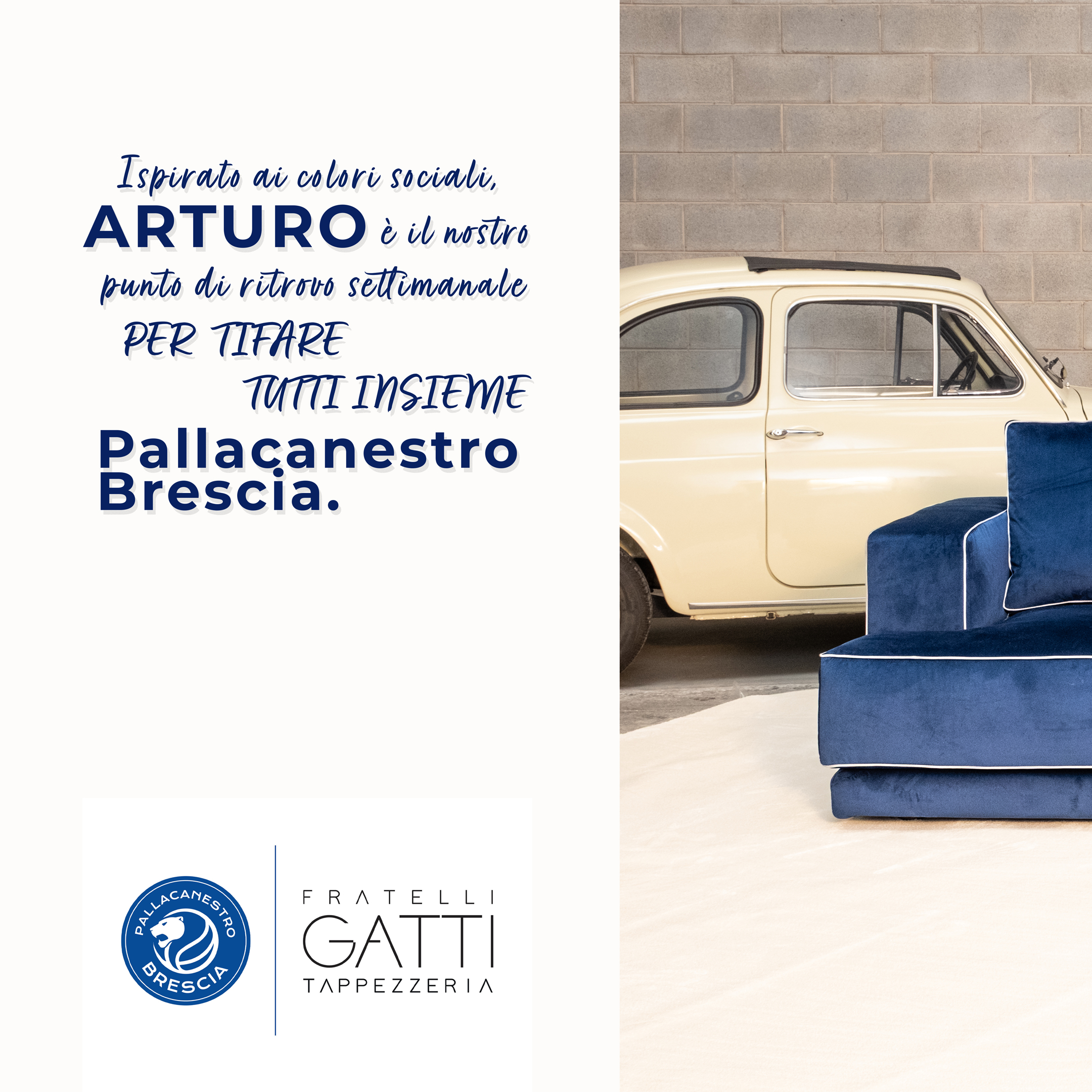 Dettaglio divano Arturo dedicato a Pallacanestro Brescia